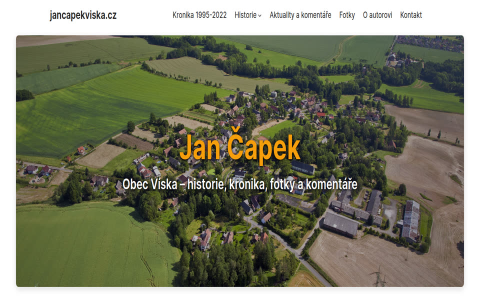 Úvodní strana webu Jan Čapek Víška
