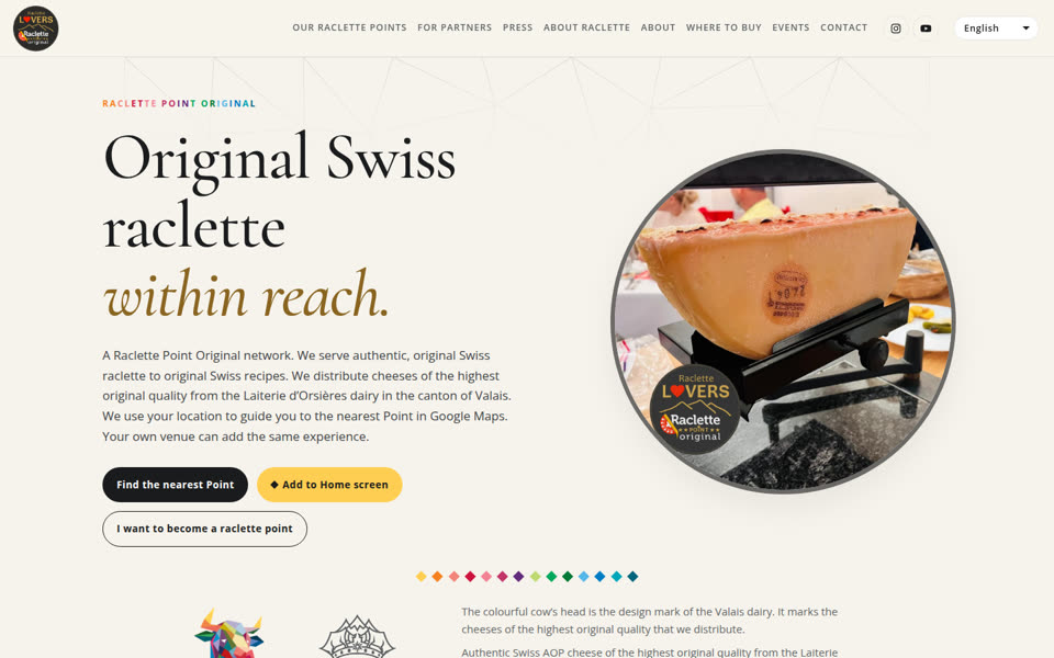 Úvodní strana webu Raclette Lovers